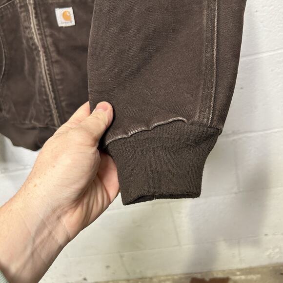 Y2K Carhartt Quilted Hooded Active Jacket “Dark Brown” WJ130 - Picture 4 of 9